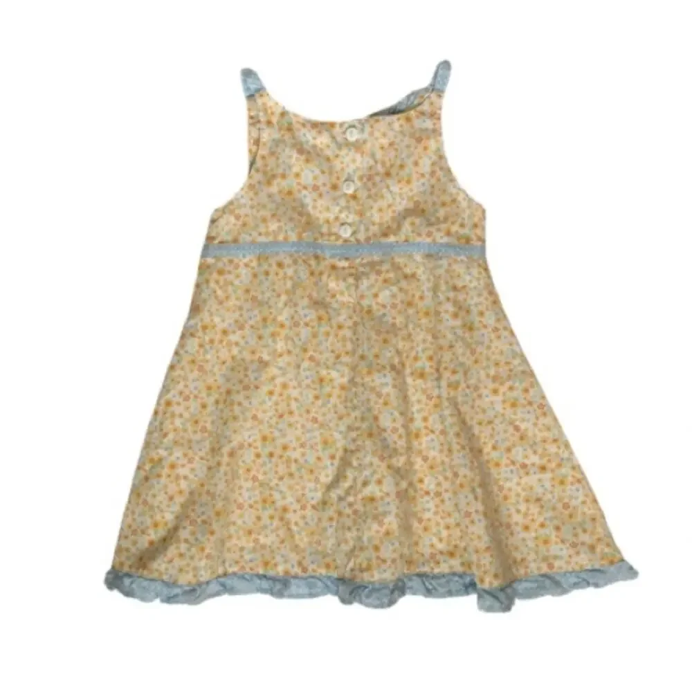 Vintage Youngland Toddler Yellow Prairie Flowers Floral Ruffle Casual Dress 2T